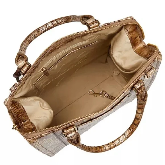 NWT BRAHMIN Caroline Cashew Cooper Croc- Embossed Genuine Leather‎ Satchel - Picture 4 of 16
